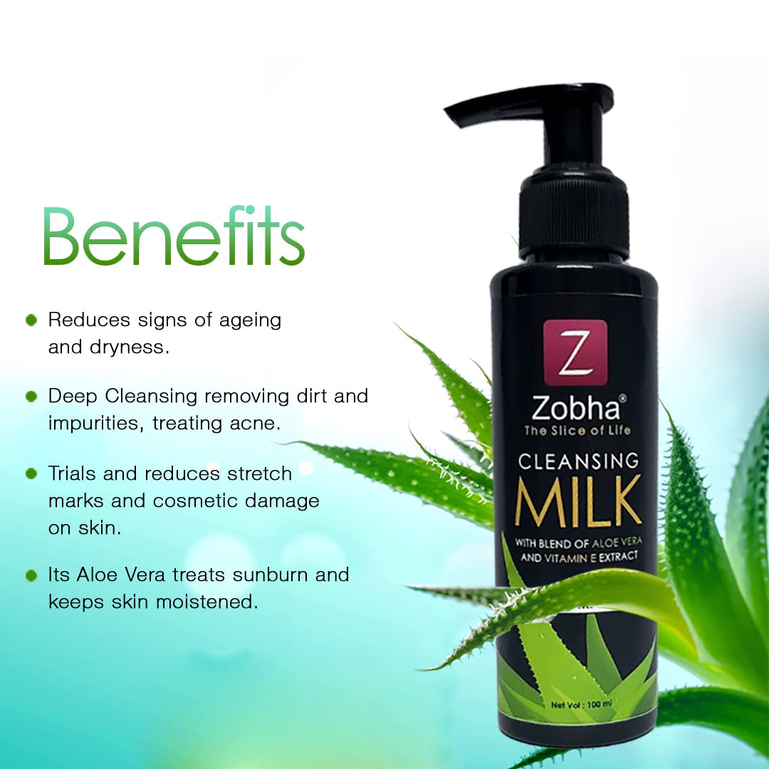 Zobha® Natural Skin Care Cleansing Milk With Aloevera Extracts