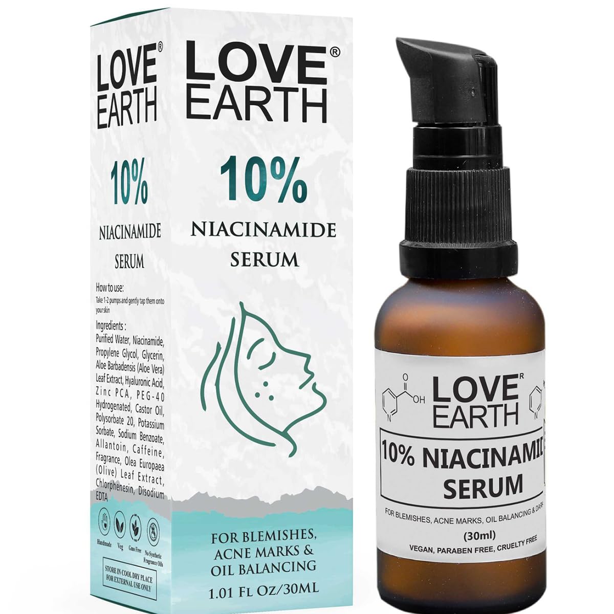 Love Earth 10% Niacinamide Serum With Aloe Vera And Olive Leaf Extract