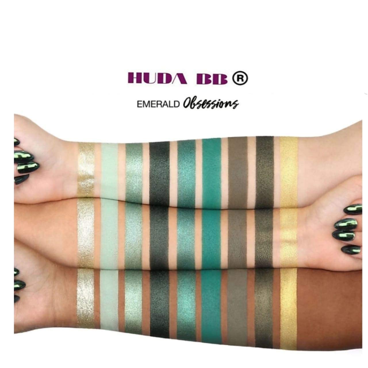 Huda Beauty Obsessions Eyeshadow Palette 9 Colors -Emerald Obsessions