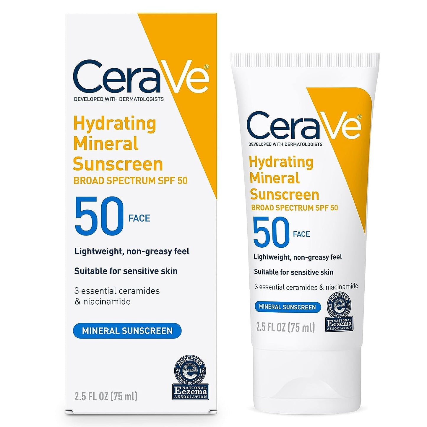 CeraVe Hydrating Mineral Sunscreen SPF 50 Face Cream, 75ml