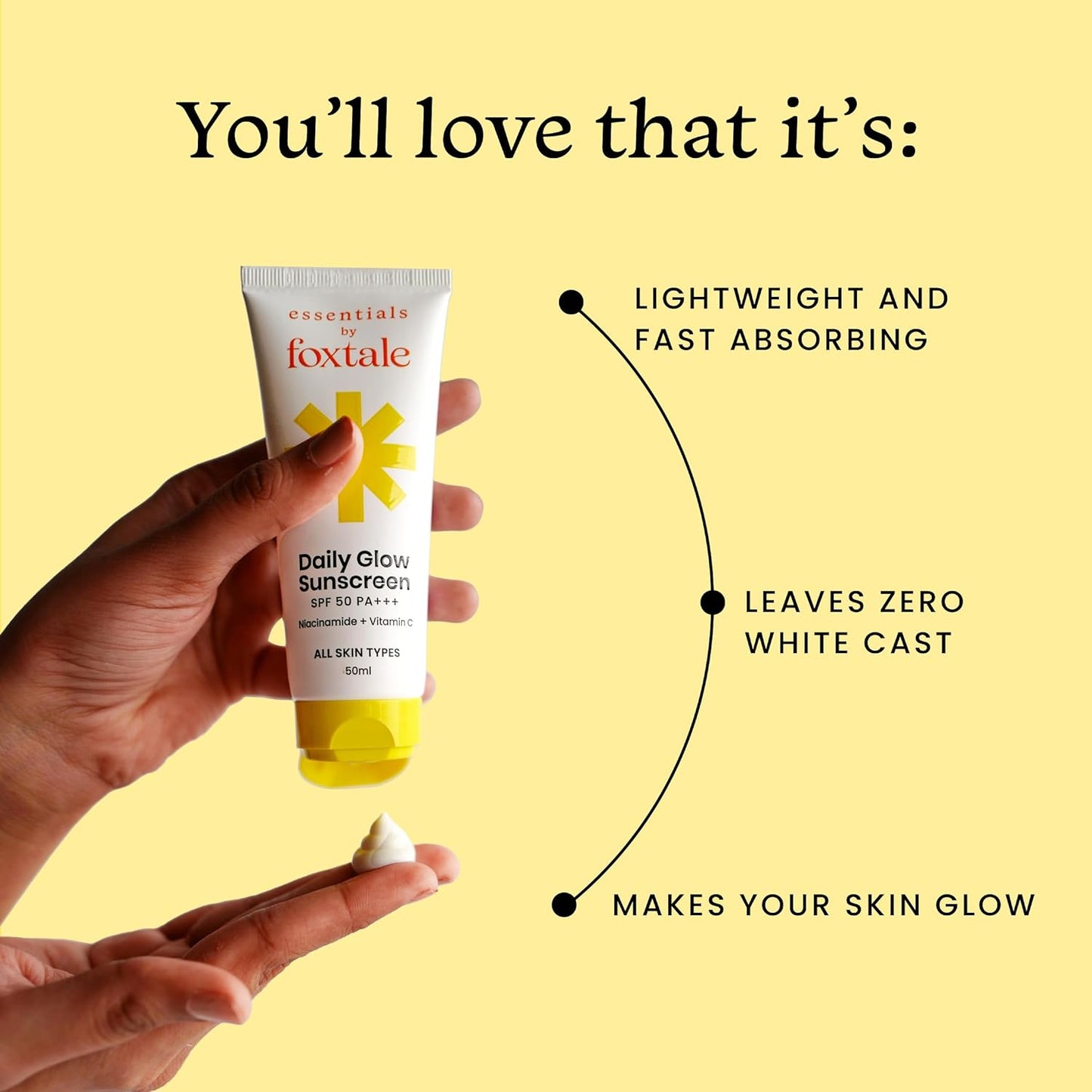 Foxtale Daily Glow Sunscreen SPF 50 PA+++ with Vitamin C -50ml